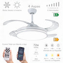 Ventilador de Teto LED Retrátil 36W com Controle Remoto | 3 Tons de Luz e Motor Silencioso