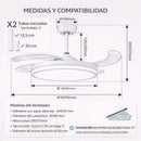 Ventilador de Teto LED Retrátil 36W com Controle Remoto | 3 Tons de Luz e Motor Silencioso