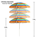 S7 STAR Multicolor Beach Umbrella, large and lightweight with UV 50 protection, ideal for outdoor use, perfect for beach and garden settings.